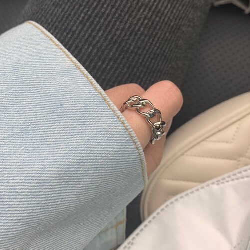 黄铜质感金属嘻哈风链条戒指