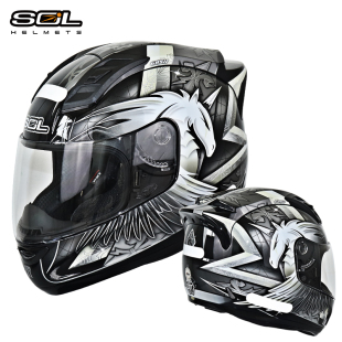 清仓台湾sol摩托车头盔全盔68s二三代尾灯款 女士男机车跑盔独角男