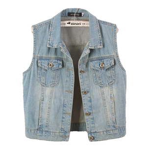 牛仔马甲女短款修身韩版新款春秋无袖外套背心薄款大码夏季小外搭