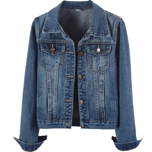 牛仔外套女春秋短款韩版新款修身显瘦学生长袖大码牛仔服上衣深蓝