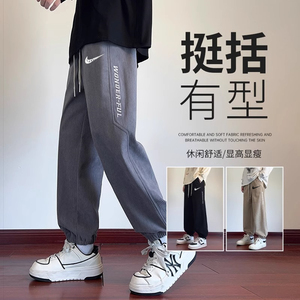 耐克顿裤子男款2024秋季潮牌宽松休闲裤灯芯绒亲肤束脚运动卫裤男