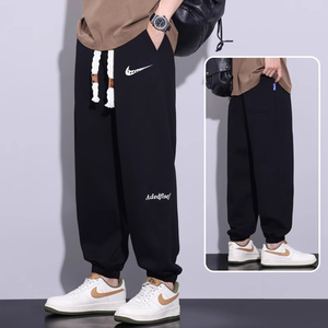 耐克顿运动裤男款秋季宽松束脚纯棉卫裤青少年潮牌百搭休闲长裤子