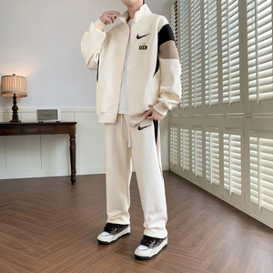 耐克顿休闲运动套装男士秋季新款开衫卫衣青少年外套长裤两件套潮