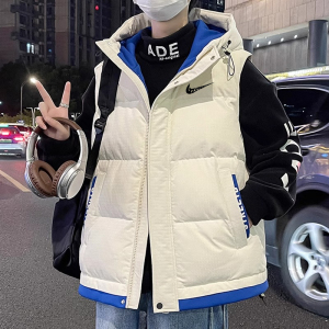 耐克顿羽绒棉马甲男士秋冬季无袖外套连帽港风潮流休闲保暖背心帅