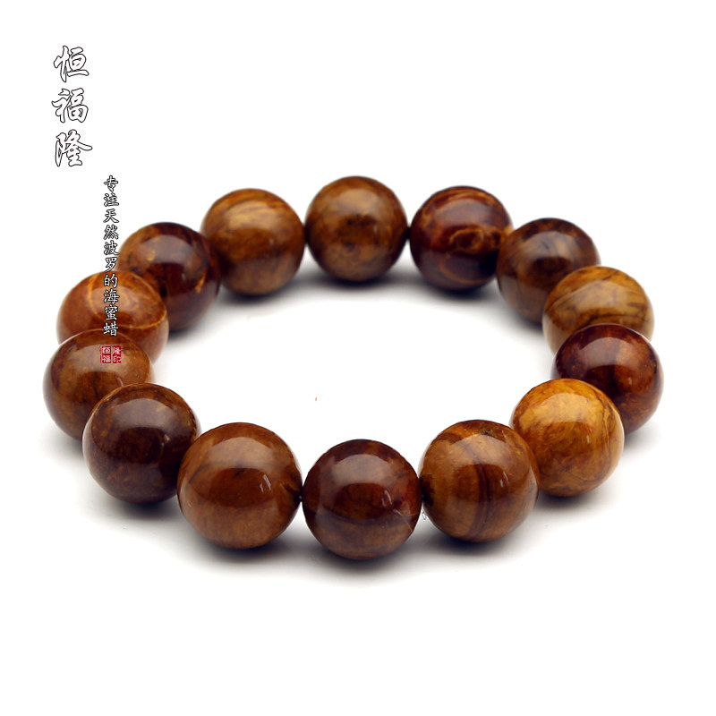 恒福隆天然缅甸根珀手串男正品原矿全蜜琥珀圆珠单圈手链16.0MM