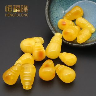 恒福隆蜜蜡一体三通佛头天然正品俄料原矿鸡油黄琥珀DIY手串配饰