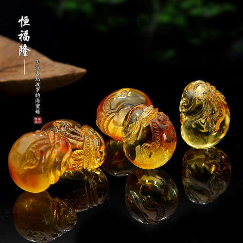 小巧钱袋子琥珀恒福隆蜜蜡吊坠