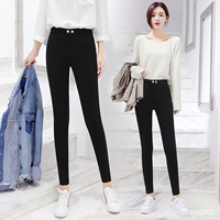 Quần legging đen nữ mùa xuân và mùa thu 2019 mới thon eo cao Joker bút chì chân ma thuật phần chín điểm mỏng - Quần tây thường quần tây nữ