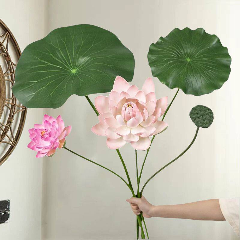 仿真花荷花荷叶水池装饰演出布置