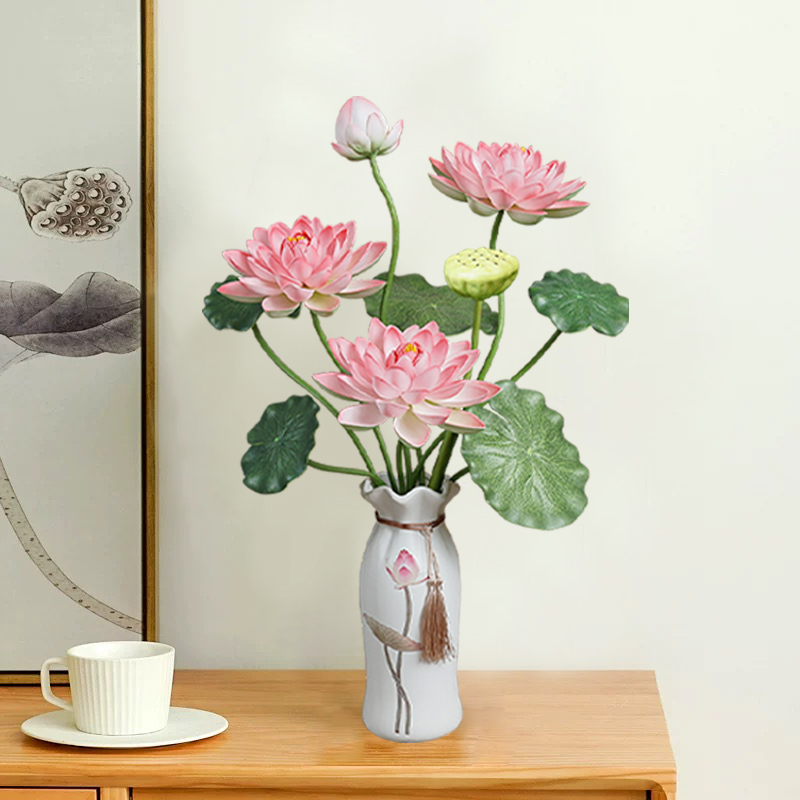 仿真荷花荷叶莲花佛堂供佛荷花