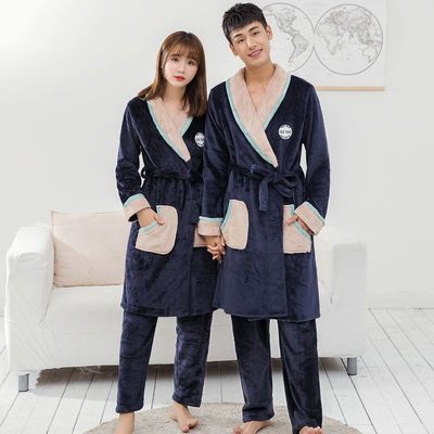 珊瑚绒睡衣女秋冬季加厚加