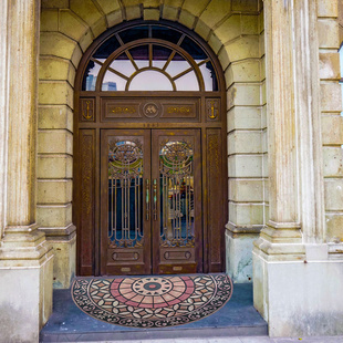 北欧美式橡胶地垫进门口门外地垫入户蹭土半圆形门垫防滑地毯脚垫