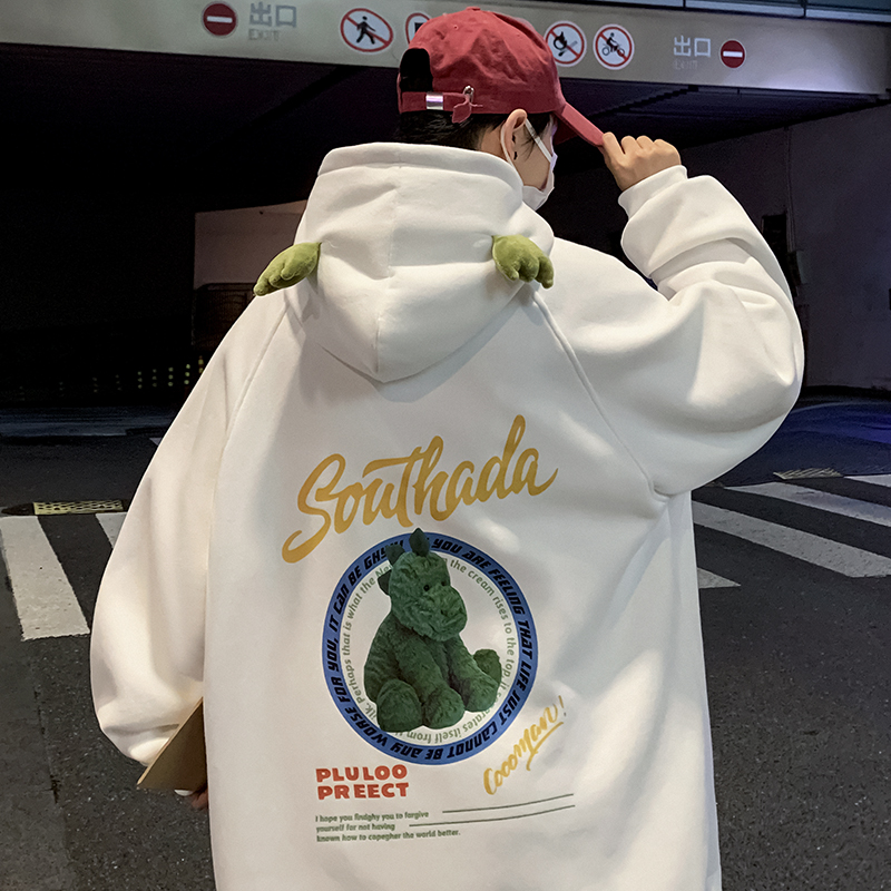 卫衣男生加绒ins秋冬款连帽宽松上衣服2021新款潮牌秋季加厚外套