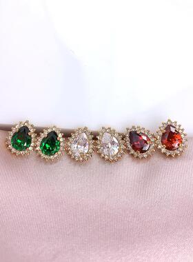 小众轻奢kate s简约百搭锆石镶嵌水滴通勤款精致法式气质耳钉耳饰