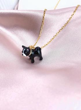 高级金属感珐琅彩项链ks狗项链