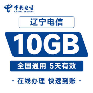 中国电信辽宁流量国内10GB直充充值5天手机加油包全国通用流量包