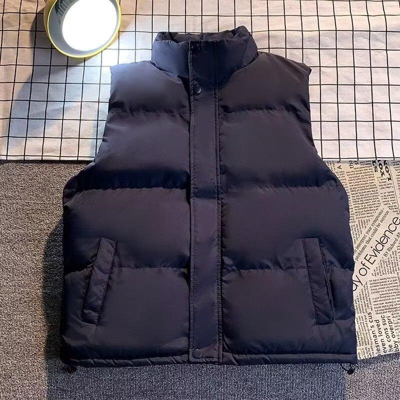 简约纯色立领马夹男秋冬季新款潮流无袖棉服背心oversize保暖外套