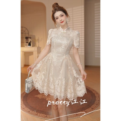 Pretty小众设计师品牌江江定制 时尚名媛赫本风连衣裙45432/45530