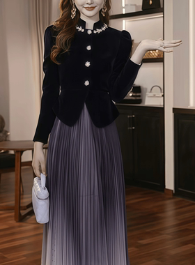 21992 富家千金感穿搭假两件连衣裙法式气质独特设计感惊艳连衣裙