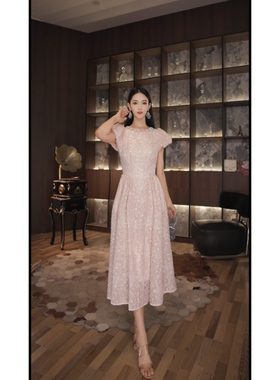 七爷定制 国内设计师品牌 显瘦气质重工连衣裙45147