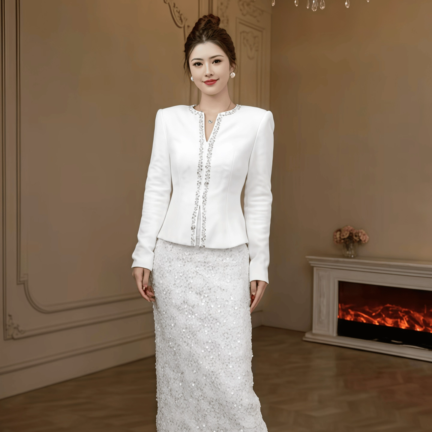 富家千金miu系假两件连衣裙