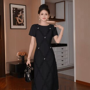 小众轻奢气质圆领显瘦裙子 新款 22045 高级感收腰连衣裙女2026夏季