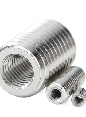 不锈钢内外牙螺母304圆柱螺母通孔螺纹转换螺母柱M234M56M8M10M12