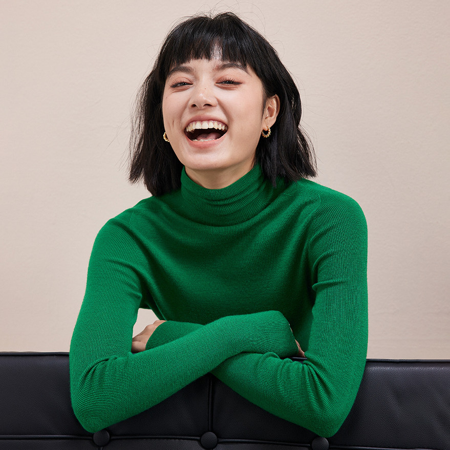 旺秋100羊毛针织毛衣羊毛衫女高领打底衫秋冬内搭纯色针织衫