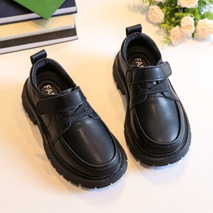 校园中大童儿童鞋 男孩演出学生西装 黑色真皮软底春秋新款 男童皮鞋