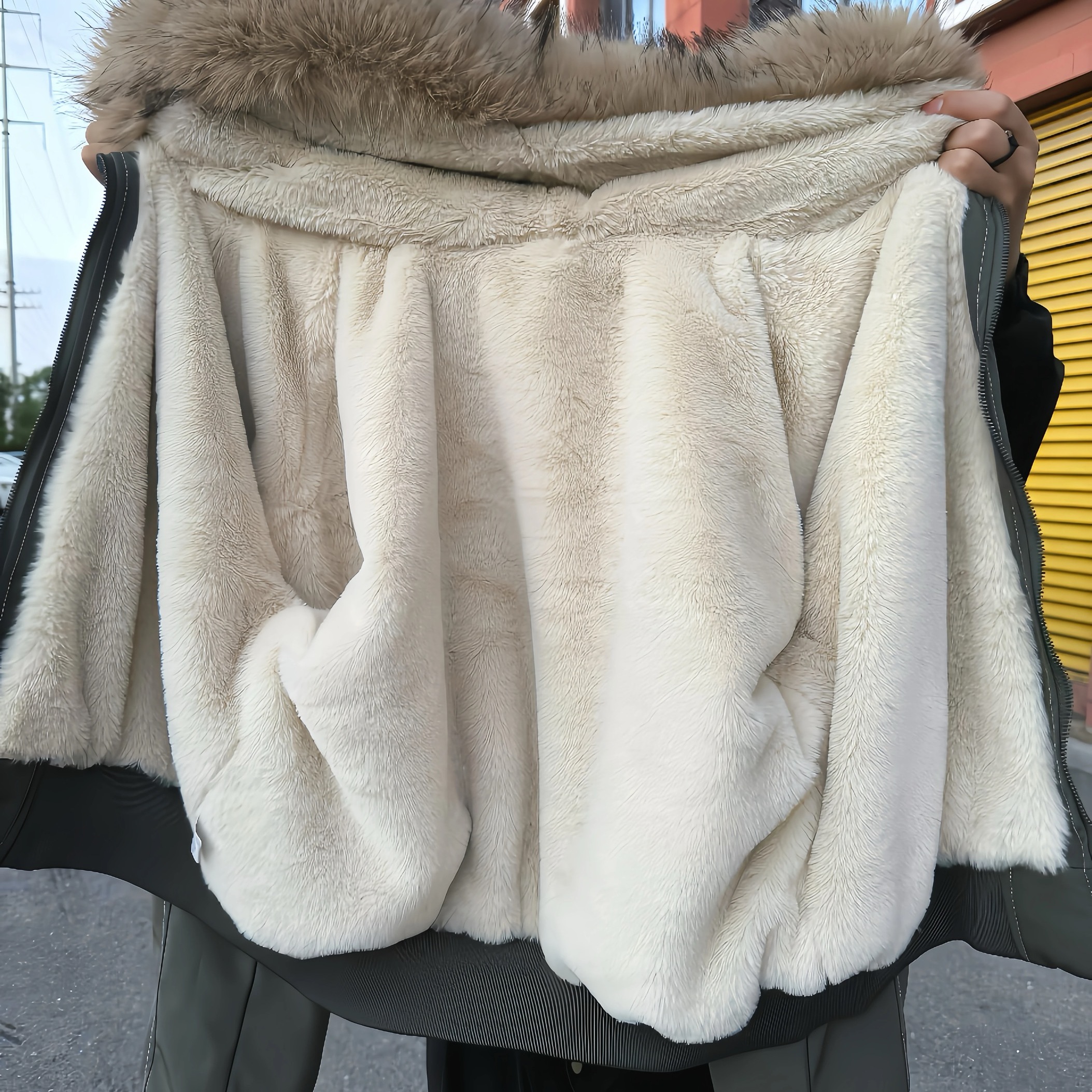 保暖黑色派克羽绒棉服女冬新款设计感宽松大毛领加绒加厚棉衣外套