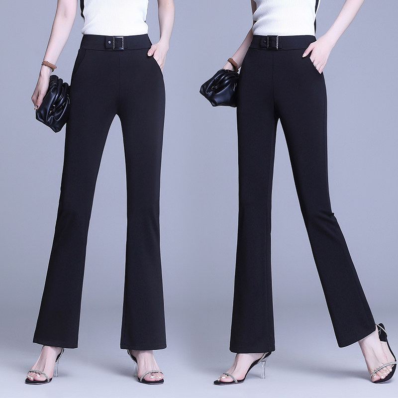 微喇裤女2020春秋季新款显瘦薄款西裤宽松休闲直筒坠感冰丝喇叭裤