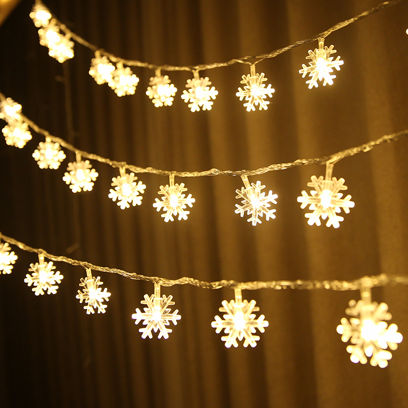 圣诞节装饰品雪花灯饰led彩灯闪灯串灯满天星场景布置圣诞树挂饰-礼物