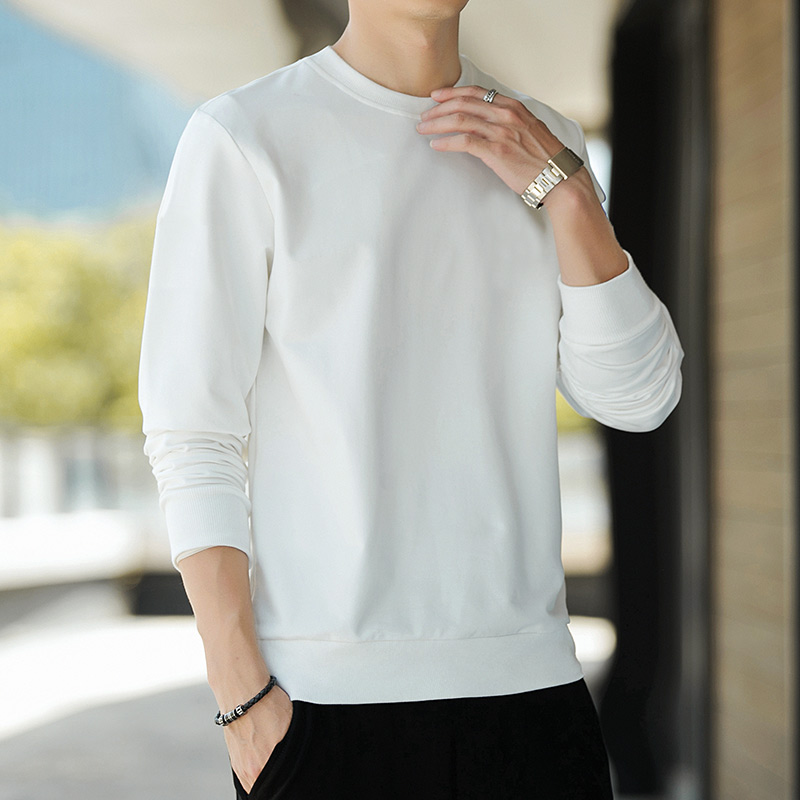 男士圆领卫衣长袖t恤纯色休闲上衣男生春秋季2025新款潮牌衣服男