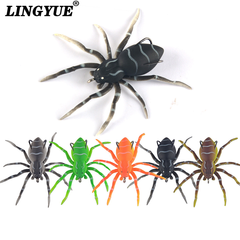 新款路亚假饵浮水软饵蜘蛛仿真拟饵鲈鱼翘嘴淡水海钓鱼饵路亚饵