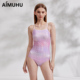 AIMUHU泳衣连体女士专业竞速遮肚显瘦炫彩泳装 高级感初学者泳衣
