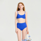 克莱因蓝色条纹分体泳衣女高腰吊带性感海边度假游泳装 比基尼