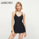 Aimuhu连体游泳衣女裙式 后背交叉露背性感比基尼遮肚显瘦
