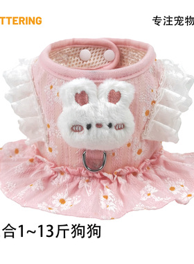 小狗狗牵引绳幼小型犬泰迪博美比熊茶杯公主裙马尔济斯遛狗绳夏款