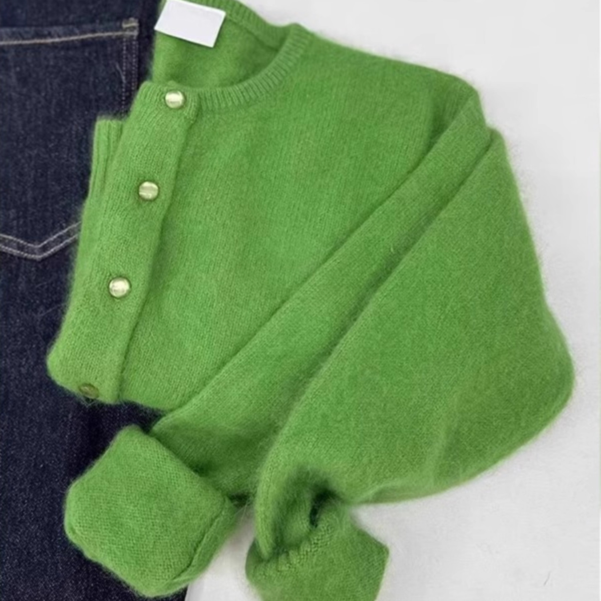 特大码300斤绿色软糯针织开衫女秋冬新款胖MM宽松慵懒风独特上衣2