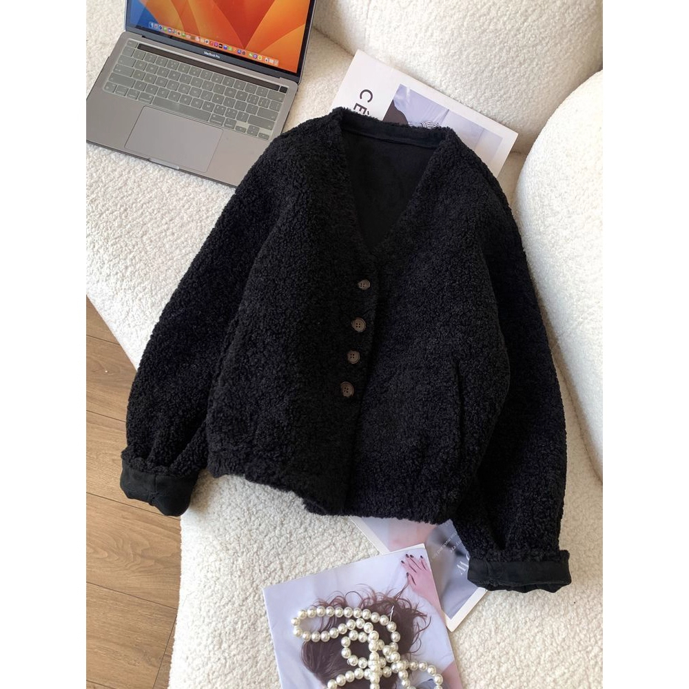 加大码300斤韩系慵懒风仿羊羔毛皮草女装宽松中长款毛毛外套大衣2