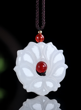 阿富汗和田玉男女平安扣莲花