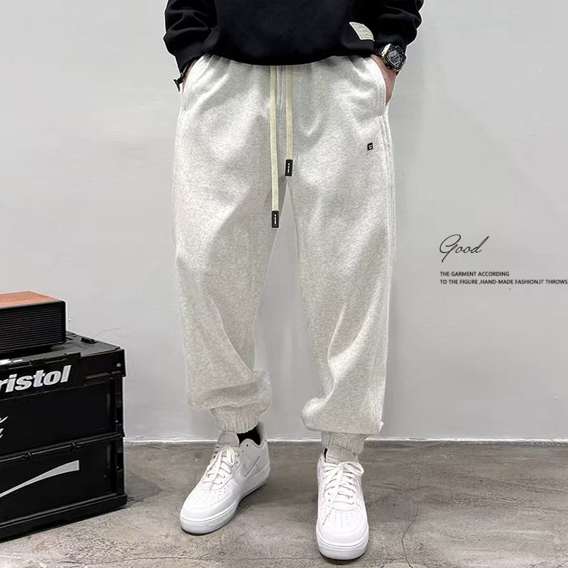 运动裤男休闲束脚长裤子宽松针织卫裤春秋夏薄款九分工装大尺码加