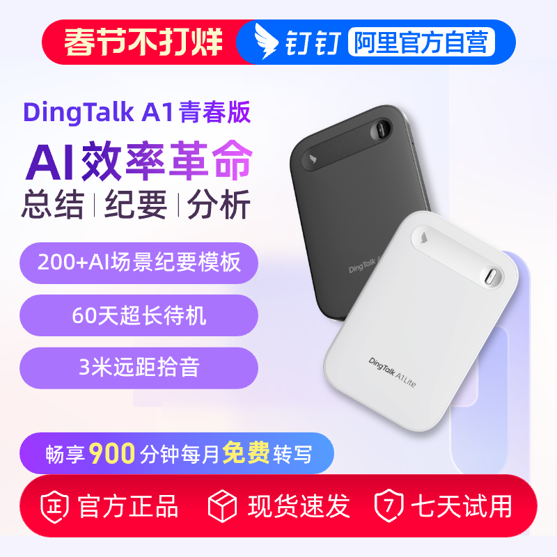阿里钉钉 DingTalk A1青春版智能录音笔会议纪要分析总结实时转写