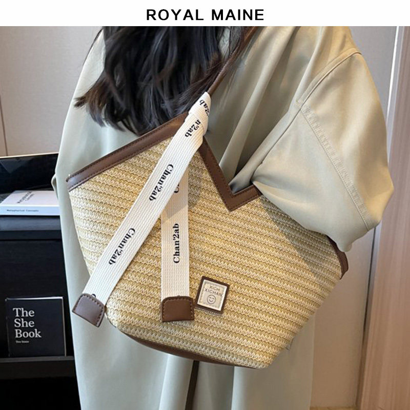 royalmaine皇家时尚夏季新款女包托特单肩大包青年气质草编大容量
