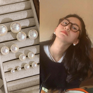 耳钉轻奢高级气质小众白色复古时尚 珍珠款 耳饰韩系精致清冷感耳环