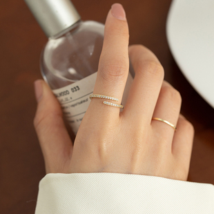 开口指环 ins轻奢戒指女水晶小众设计叠戴食指戒2024年新款 潮时尚