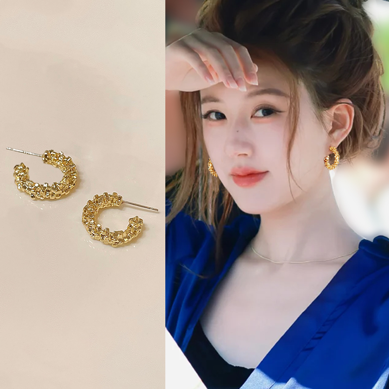 金色c型耳环女韩系高级感