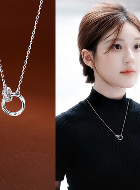 银色双环项链女款酷帅新款高级感长款毛衣链轻奢小众百搭衣服配饰