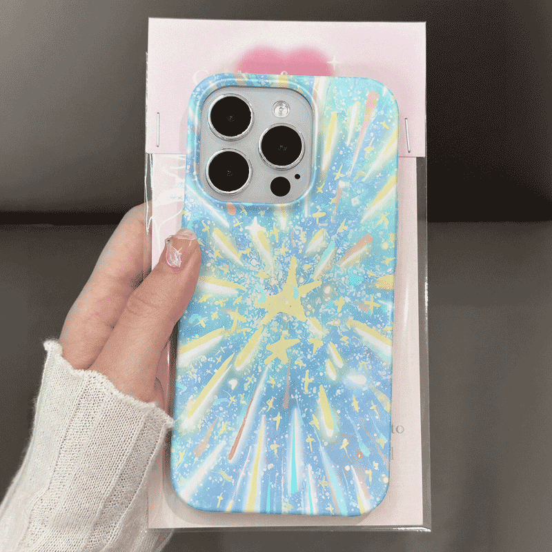 蓝色满天星苹果手机壳菲林壳iphone15promax高级感小米13韩国二合一华为vivo个性简约磨砂14半包防摔硬壳