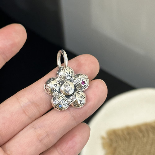 MISSJOJO涂鸦小花银吊坠